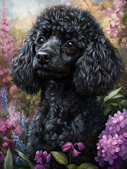 5D Black Poodle Diamond Art 12x16 Inch Full Drill Diamond Painting Kits for Adults & Beginners - DIY Art Crafts for Relaxation and Home Wall Decor 51A