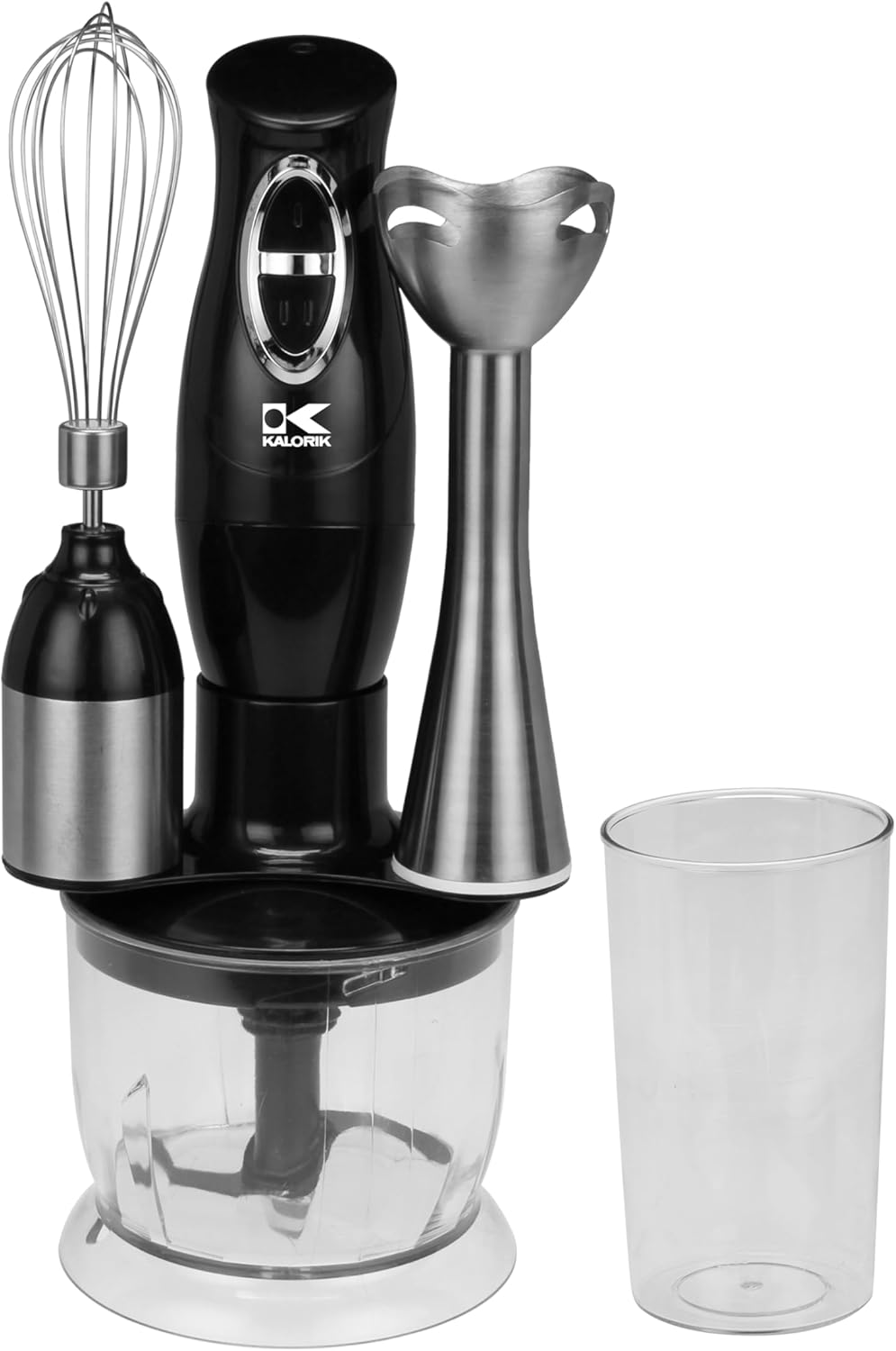 Kalorik 3-in-1 Immersion Blender, Chopper, and Mixer - Black, 14.5x5x6