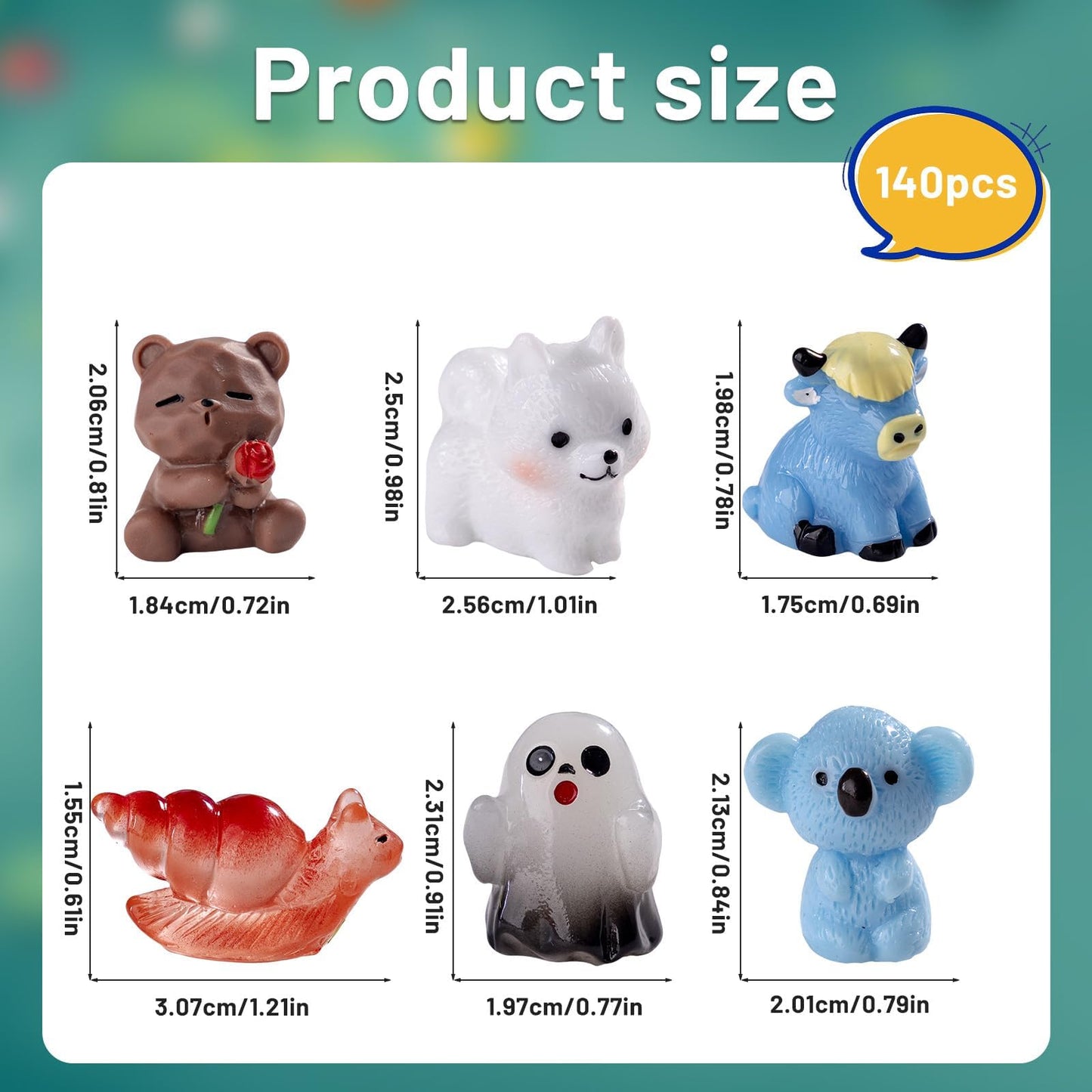 jrootouh 140 Pack Mini Animals Tiny Duck，Cow，Bee Figurines Bulk for Miniature Dollhouse Decor Accessories Garden Aquarium Potted Ornament Party DIY Charms Office Classroom Activity to Hide