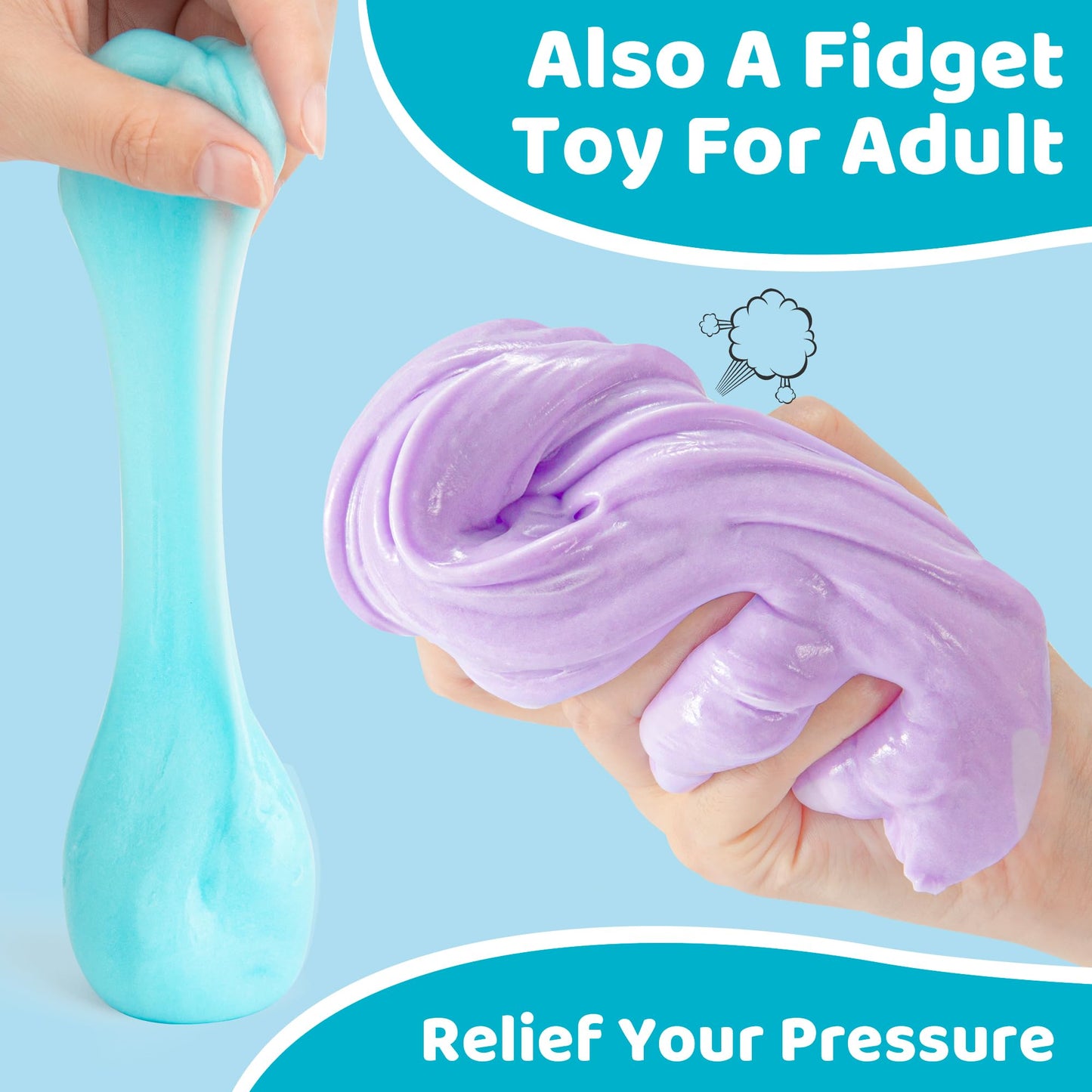 YasTant Slime Kit for Girls and Boys, Safe and Fluffy Slime for Kids, Stress Relief Kids Slime Kits for Toddlers, Stretchy Butter Slime Pack of 6