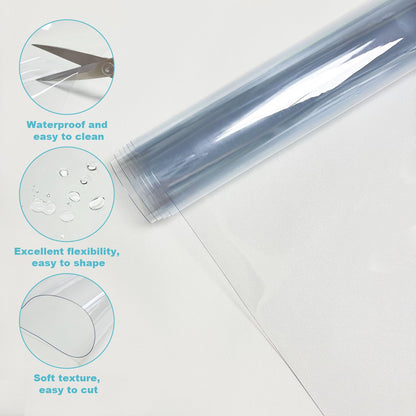 Clear Vinyl Sewing, Transparent PVC Vinyl Roll 15.7" x 48"(40cmx122cm) Super Clear Vinyl Sheets, 0.5 mm Waterproof Vinyl Fabric for Making Handags Bows, Bags and DIY Crafts