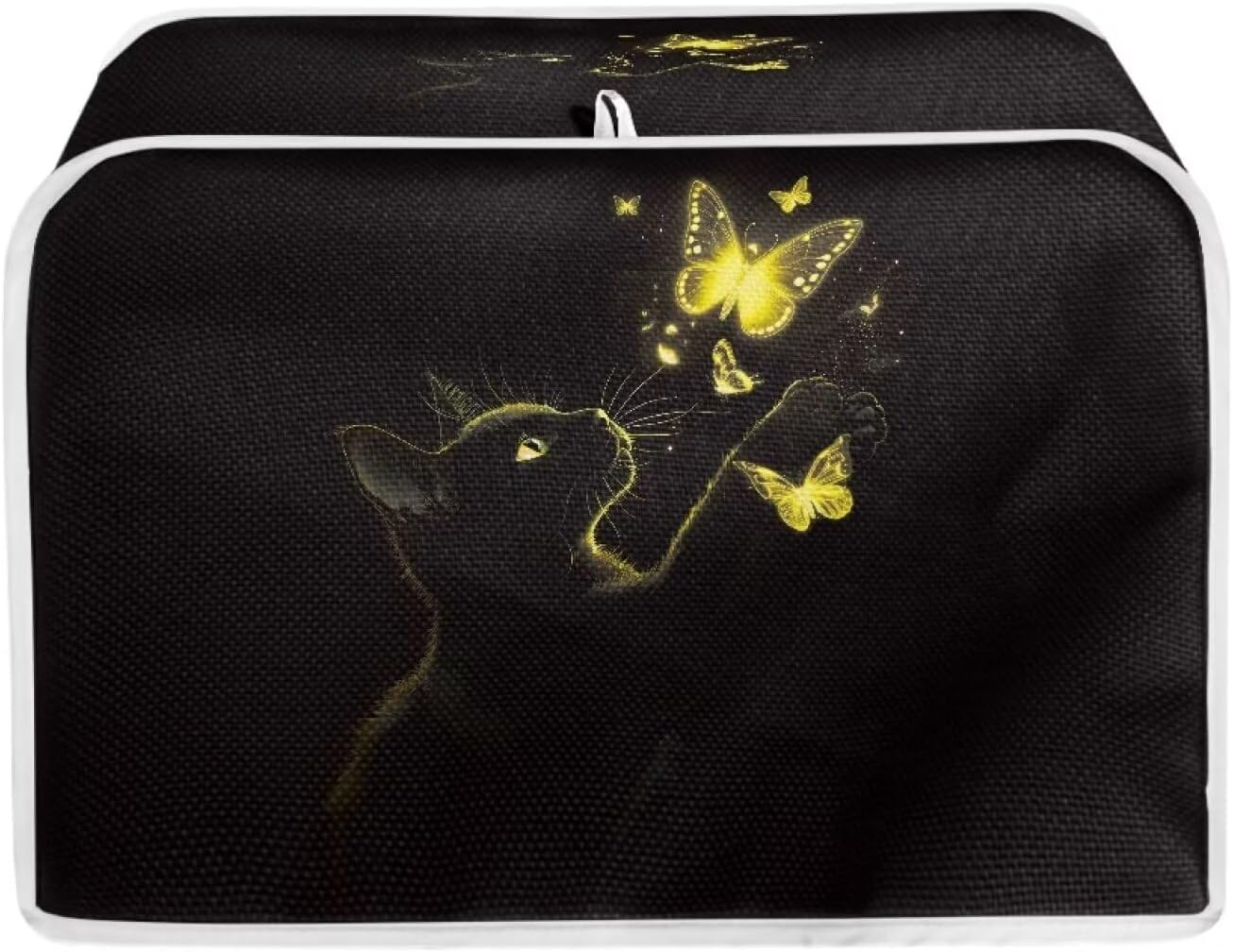 Black Cat Butterfly Dust Cover for 4 Slice Toaster, Universal Size Kitchen Appliance Cover for Home Decor