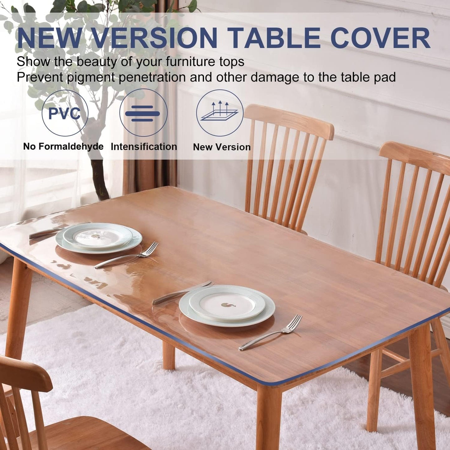 XEANGOUN 24x42 Inch 1.5mm Clear PVC Table Cover Protector Thick Custom Plastic Desk Pad Waterproof Vinyl Table Top