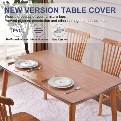 XEANGOUN 24x42 Inch 1.5mm Clear PVC Table Cover Protector Thick Custom Plastic Desk Pad Waterproof Vinyl Table Top