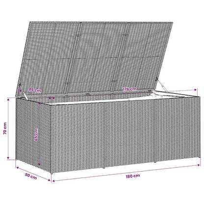 Kalmrek Garden Storage Box 259.9 Gal Poly Rattan Chest with Bag and Gas Springs for Outdoor Patio Yard Porch Deck Storage Bench Organizer