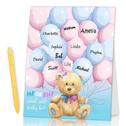 EQIUAG Teddy Bear Baby Shower Decoration, Funny Baby Shower Guest Book Party Game, Baby Shower Party Ideas, Lovely Keepsake for Mom-to-Be