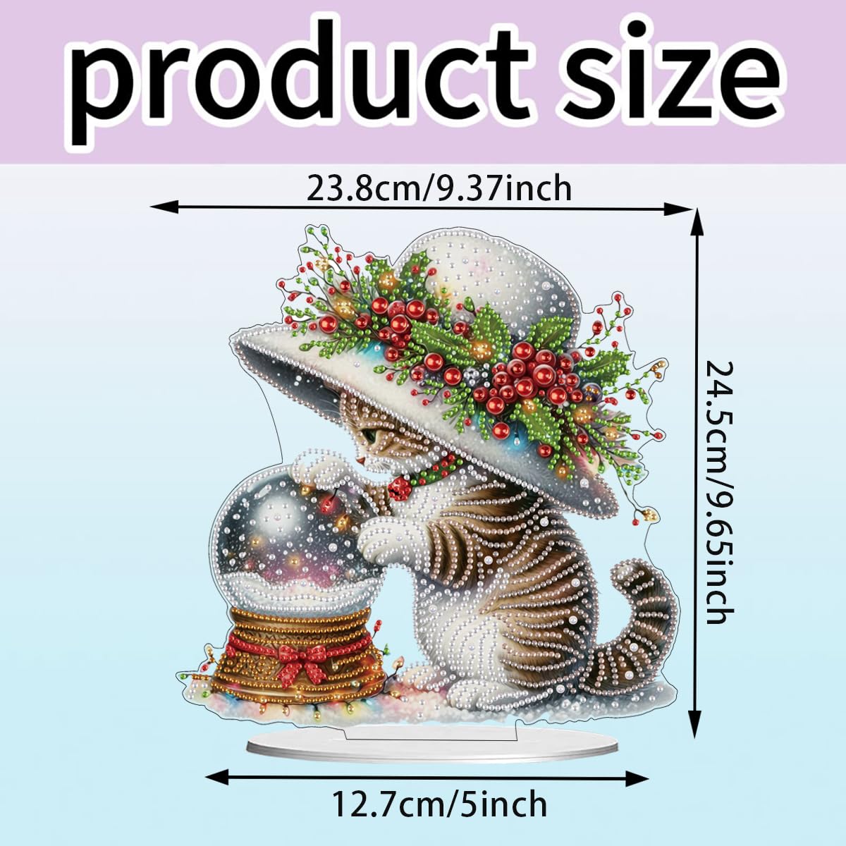 LXTONG Cat and Crystal Ball Diamond Painting Desktop Ornaments Kit, 5D DIY Stand Up Special Shaped Cute Cat Diamond Tabletop Ornaments Arts Crafts Kit for Adult Beginner Home Desktop Decor