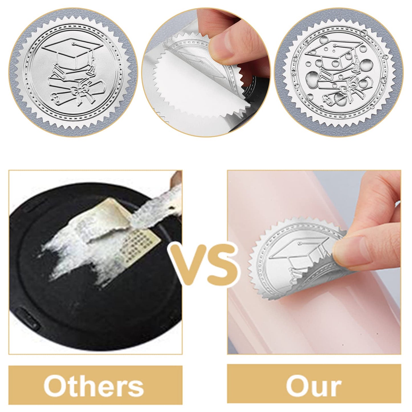 CRASPIRE 2" Honor Roll Silver Foil Sticker Olive Leaf Wreath 100pcs Certificate Seals Embossed Round Silver Seal Stickers Label for Envelopes Invitation Card Diplomas Wedding Awards Graduation Trophy