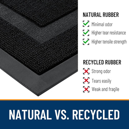 OLANLY Waterproof Front Door Mat - All-Season Indoor/Outdoor Doormat | Sturdy Natural Rubber, 59x23, Jet Black