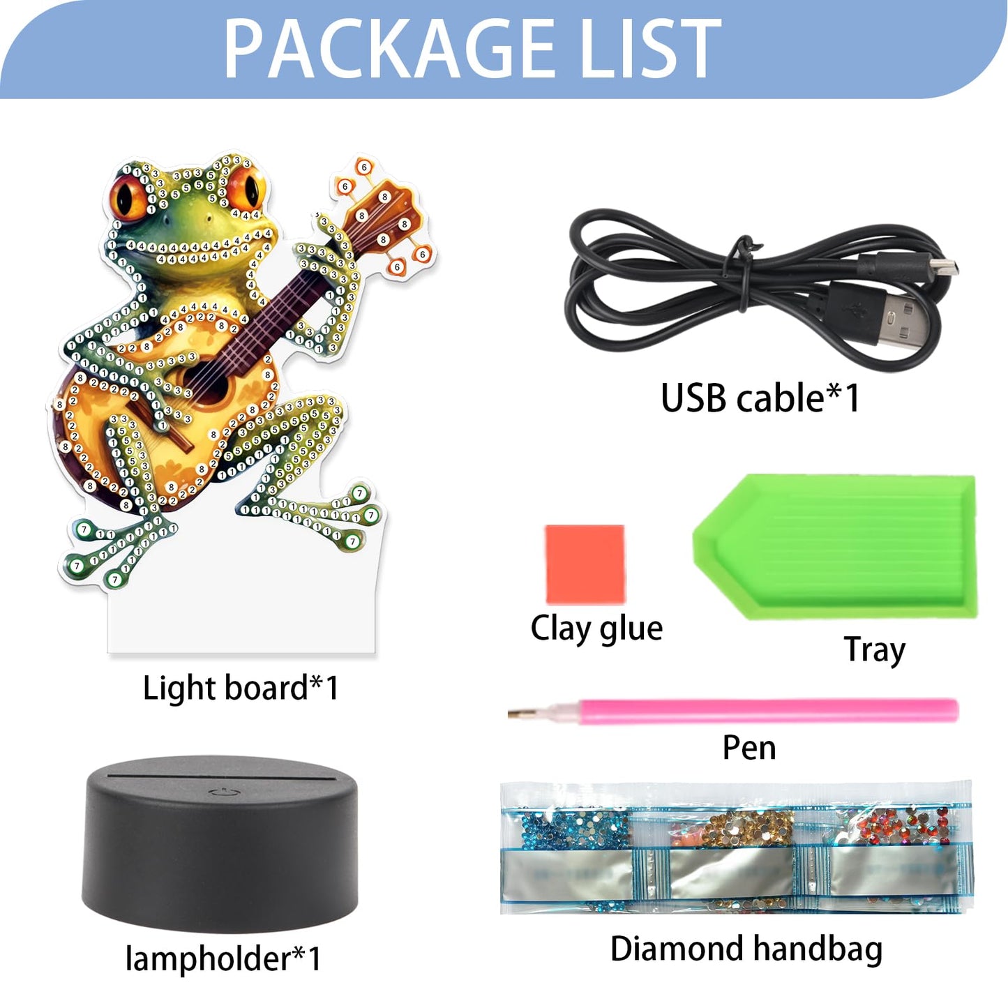 JISHSHAY Diamond Painting Night Light Diamond Art Table Lamps Gem Art LED Lights Gem Painting Desk Lamp Mosaic Kits for Adults DIY Kits for Adults with Special Shaped Crystal Frog