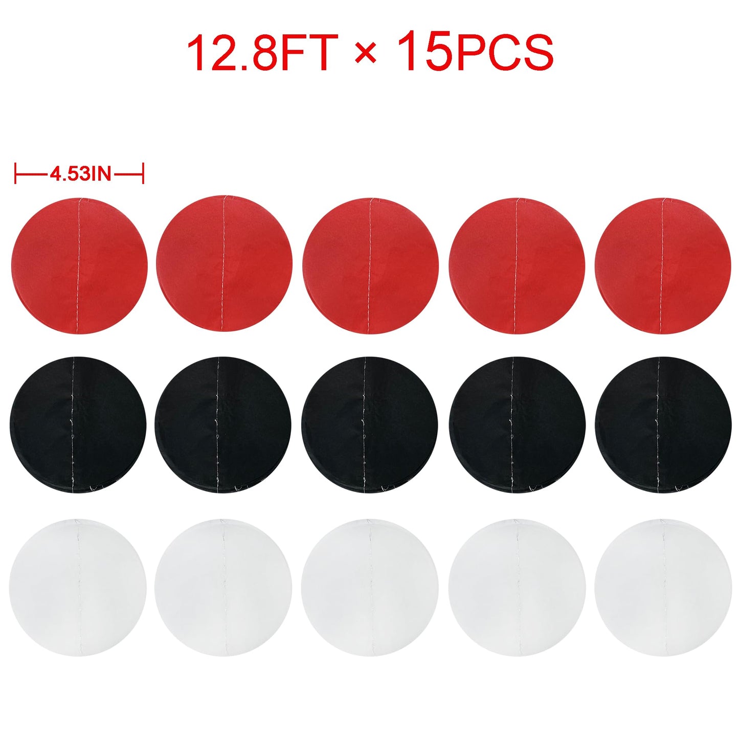 192Ft Red Black White Party Decorations Big Circle Dots Backdrop Streamer Garland for Graduation Birthday Bachelorette Engagement Baby Shower Wedding Las Vegas Casino Poker Pirate Party Supplies