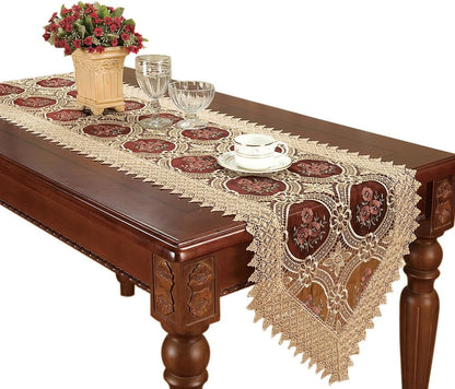 Simhomsen Burgundy Lace Table Runner, 16 × 108 Inch Long