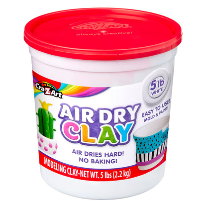 Cra-Z-Art Air Dry Clay - 5lb Bucket Natural White Modeling Clay, Perfect for Sculpting, School Projects, Bulk Class Supplies for Teachers, Day Cares, Camps, Essential for School