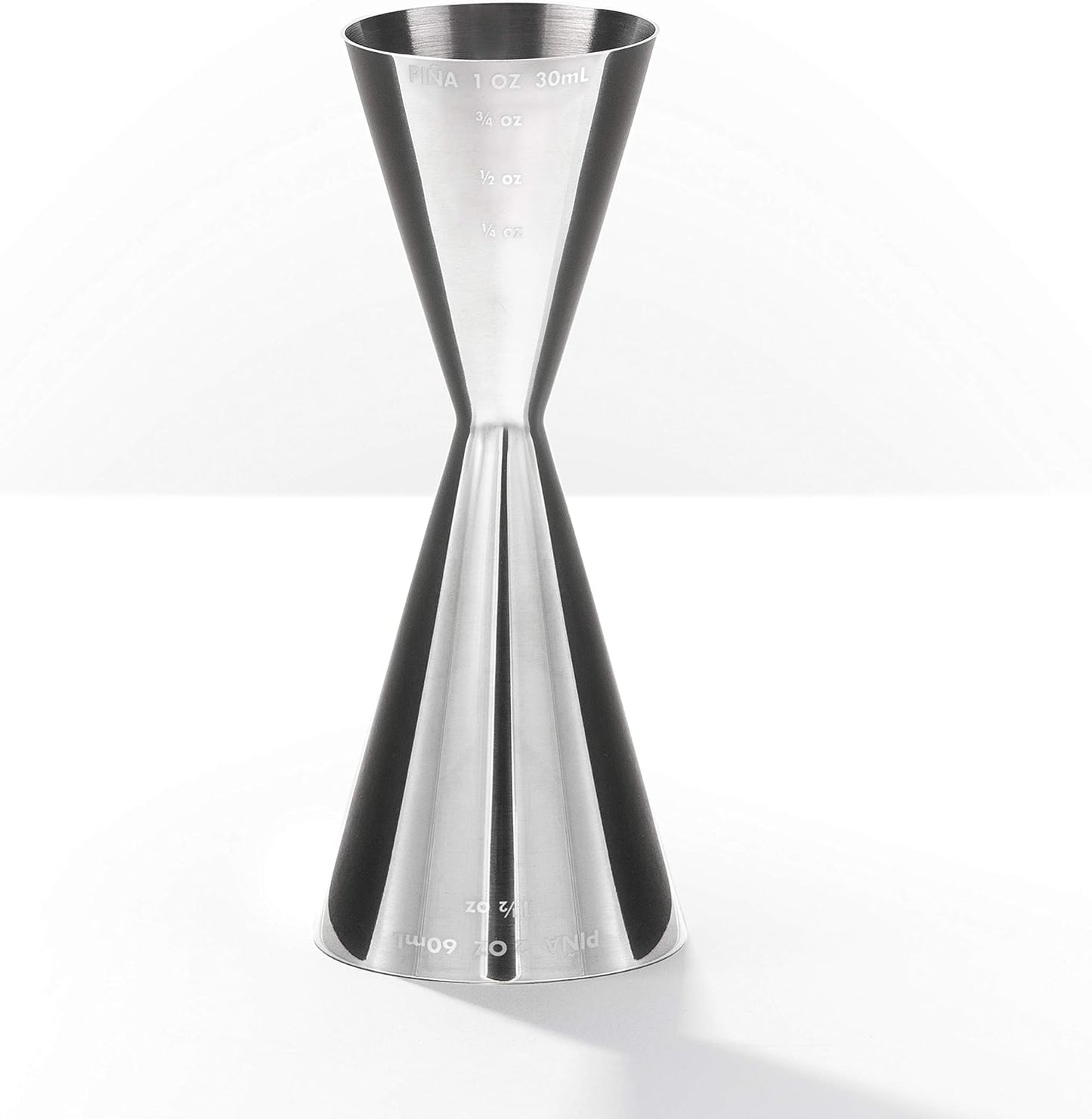 Piña Barware Slim Stainless Steel Commercial 2oz. / 1oz. Slim Style Measuring Jigger Bar Tool (Polished Finish)