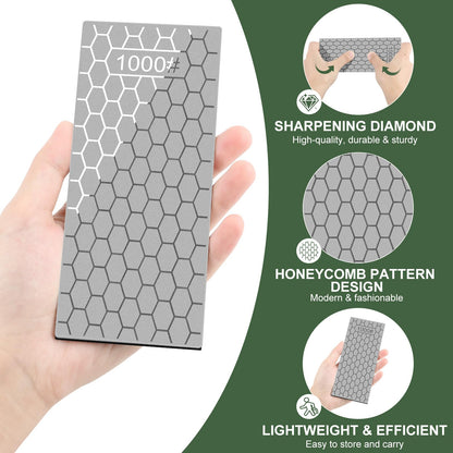 Diamond Sharpening Stone, 5 Pcs Knife Sharpener Stone with Non-Slip Base, Diamond Sharpening Plate for Scissors Pocket Knife Outdoor Kitchen Sharpening Tools (400/600/800/1000/1200 Grit)