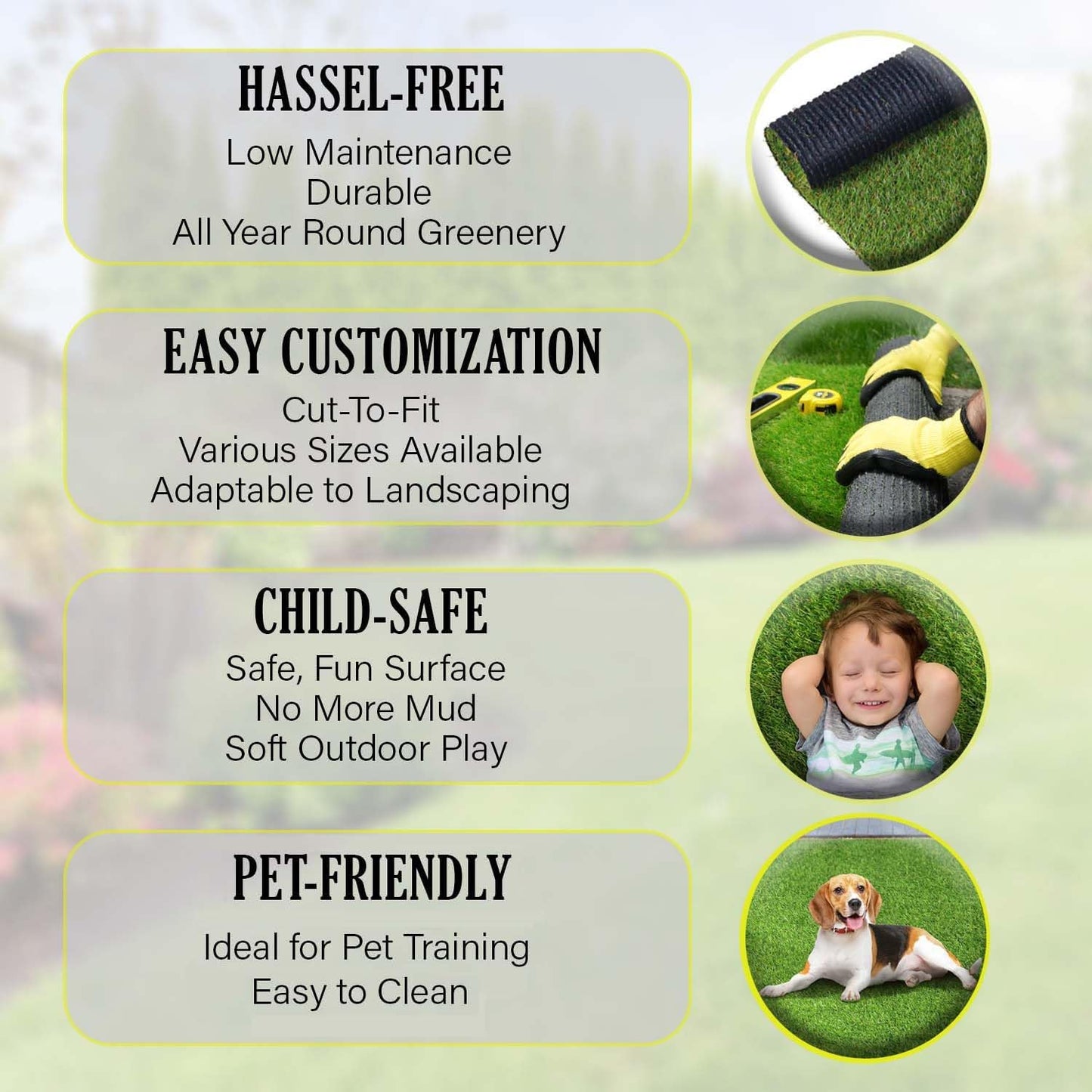 Superior Artificial Grass Indoor/Outdoor Area Rug - Faux Turf for Backyard, Playground, Dog Training, 1' x 13', Green