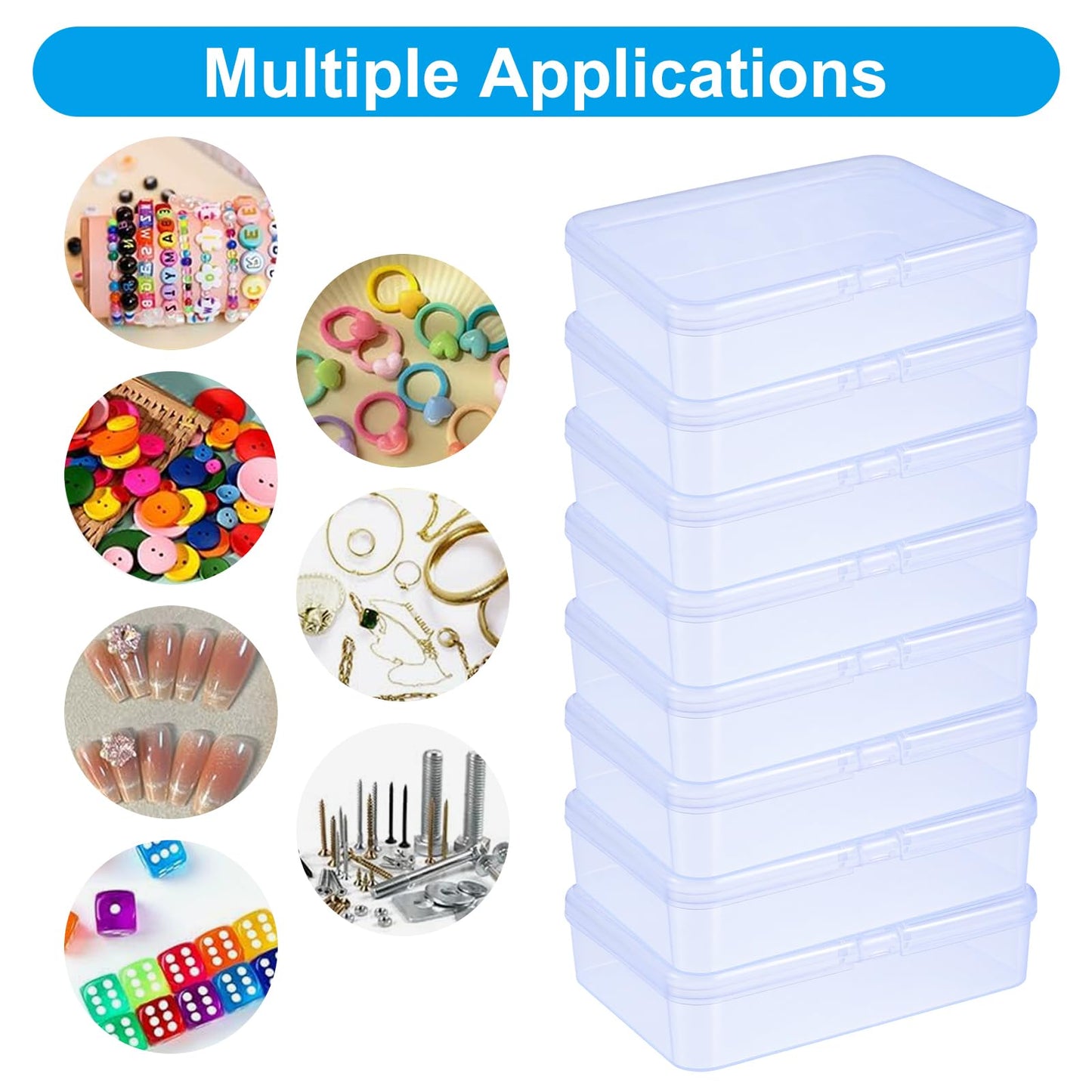 30 Pcs Clear Plastic Containers for Beads, 4.1" L x 3" W x 1" H Bead Containers for Organizing, Hinged Lid Bead Box Organizer Set for Jewelry Crafts & Supplies, Beads Organizers and Storage