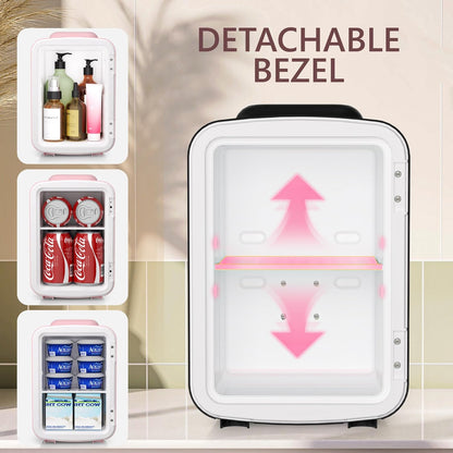 EUHOMY Mini Fridge, 4 Liter/6 Cans Portable Cooler and Warmer for Skin Care, Cosmetics, Beverage, 4L Makeup Mini Fridge