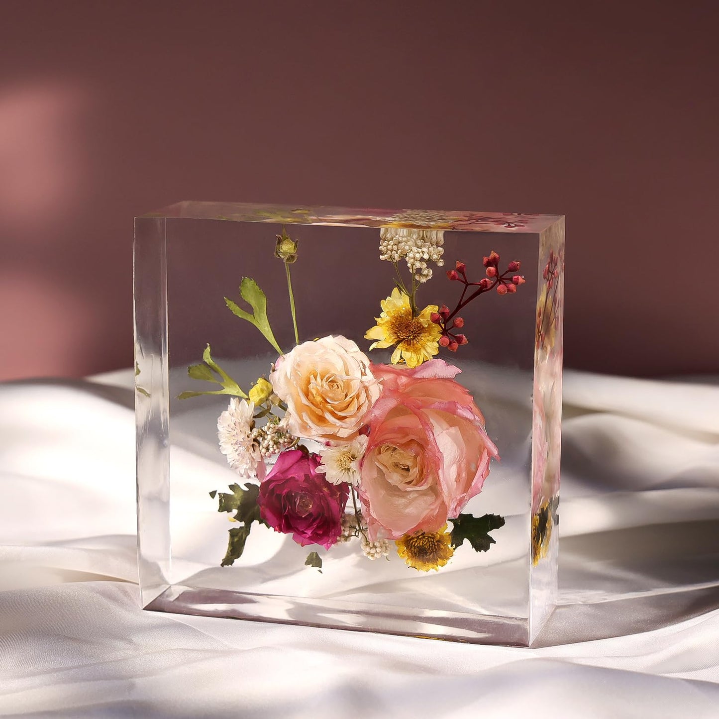 LET'S RESIN 8Pcs Resin Molds Silicone,Deep Epoxy Resin Molds for Flower Bouquet Preservation,Large Silicone Molds for Resin Casting Craft Including Square Hexagon Heart Resin Mold
