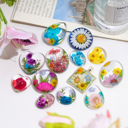 LET'S RESIN Cabochon Gems Resin Molds, 36 Cavities UV Resin Jewelry Making Kit with 16 PCS Metal Pendants Trays,Silicone Molds for Pendants,Earrings,Necklace