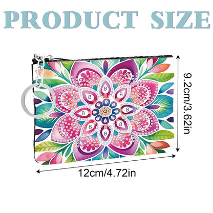 JZHYOAN Flower Diamond Painting Coin Purse for Women Mandala Gem Art Coin Pouch Mini Storage Bag for Cards Keys Lipsticks DIY Diamond Art Purses and Wallets Handbags Wallet Keychain with Zipper Craft