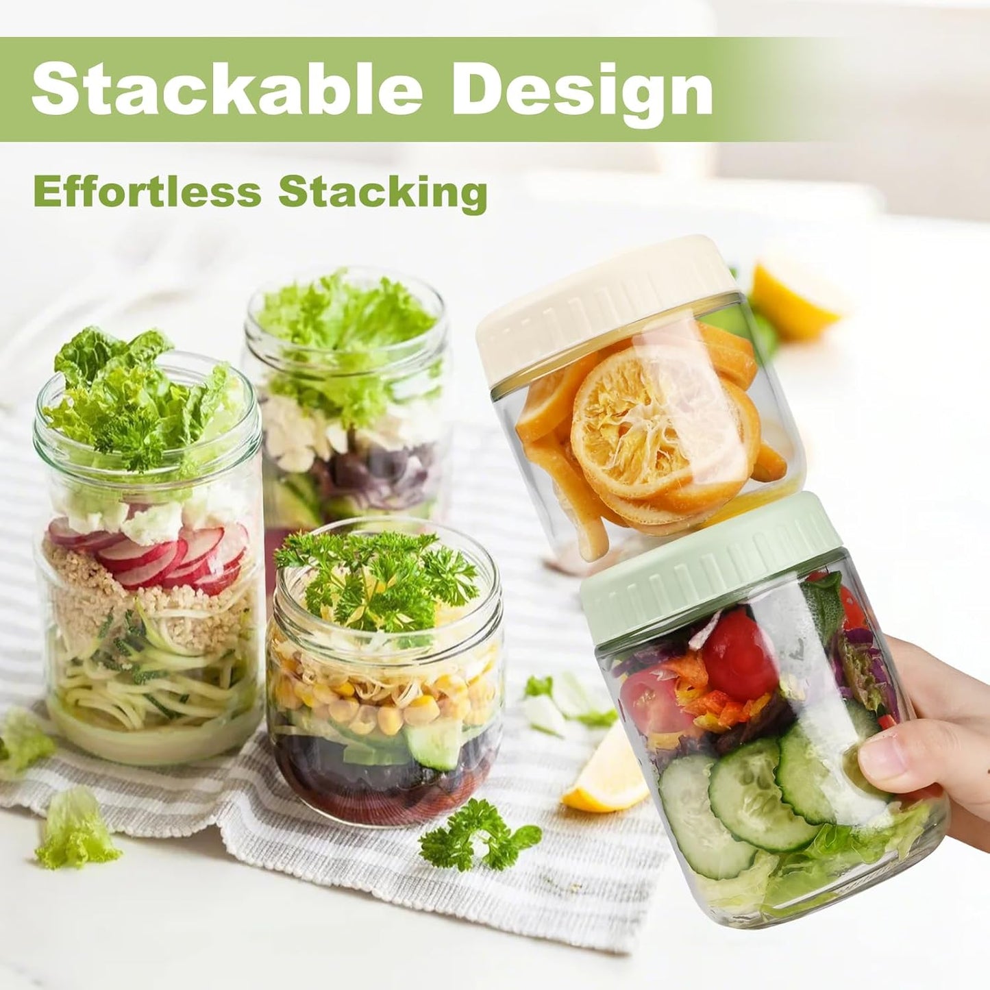 16oz 8 SHOWIN Overnight Oats Containers with Lids, Glass Jars with Lids pcs, Pink, Wide Mouth Mason jars for Salad