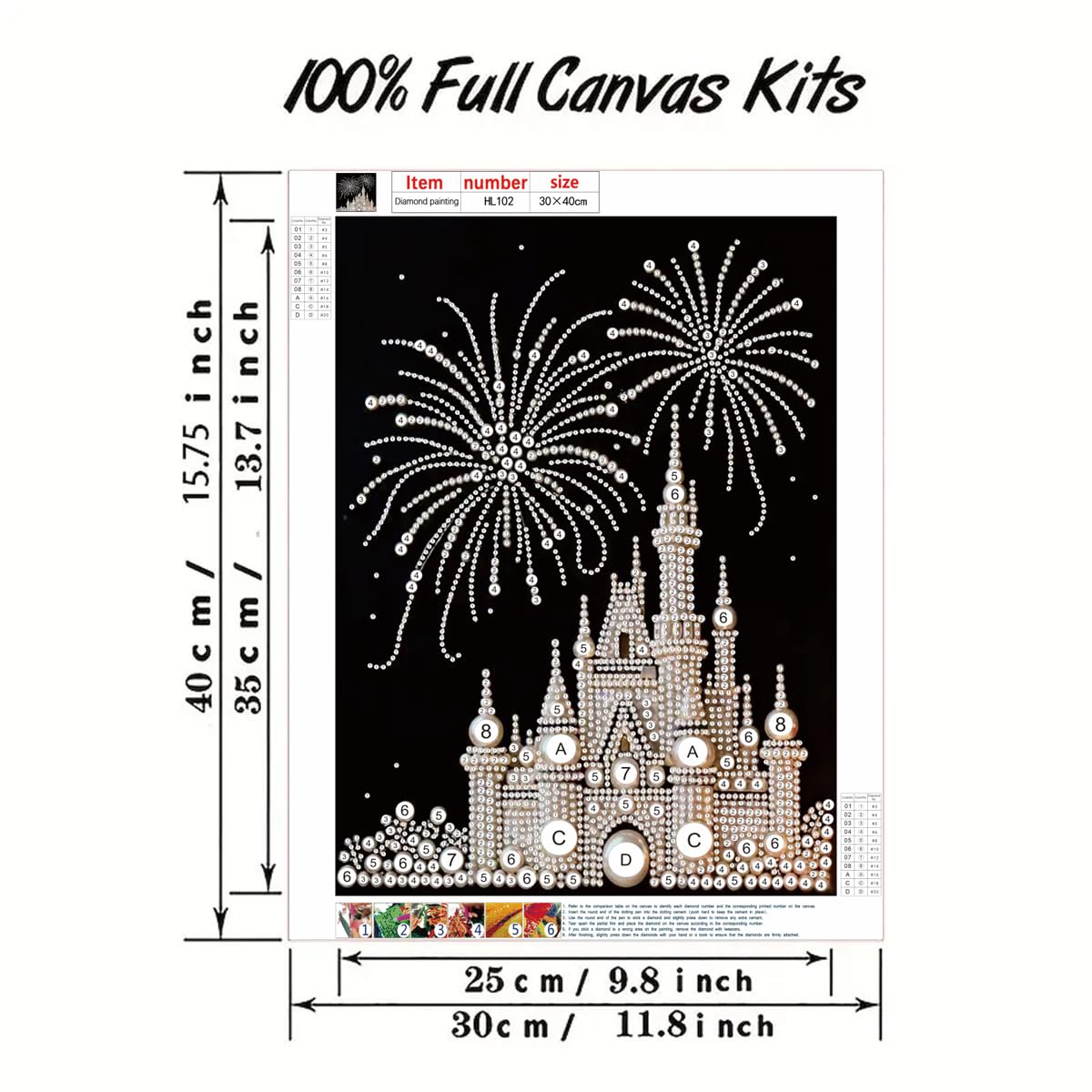 GEMFAMILY Firework Castle Diamond Art Kits for Adults Beginner,5D Diamond Pearl Painting Kits for Special Shape,DIY Pearl Rhinestones Diamond Dots Painting for Home Wall Decor 12 x 16 Inch