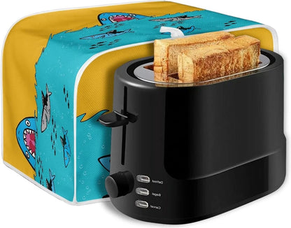 Sharks Toaster Cover for 2 Slice, Dust and Fingerprint Protection for Most 2 Slice Long Slot Toasters, Washable Kitchen