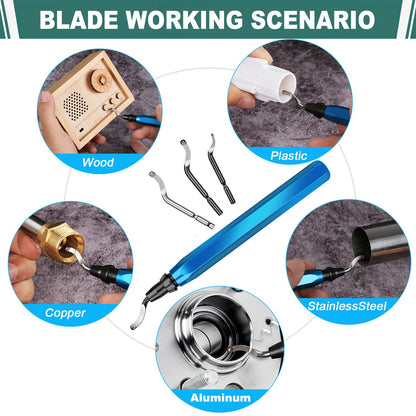 3D Print Deburring Tool Set with 11pc High Speed Steel Multipurpose Blades Removing Burr 5Pcs Needle File 1pc Micro Wire Cutter for 3D Printed Edges Metal Resin Copper Plastic PVC Pipes
