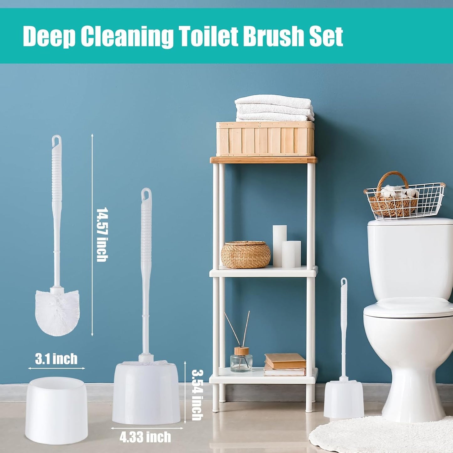 12 Sets Set 14.57 Roshtia Toilet Brush and Holder for Bathroom Toilet Bowl Brush Scrubber with Caddy for Deep Cleaning
