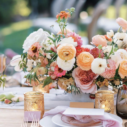 DEVI 24pcs Gold Glass Votive Candle Holders, Wedding Decorations, Gold Centerpieces for Tables, Bridal Shower Fall Party Home Table Decor
