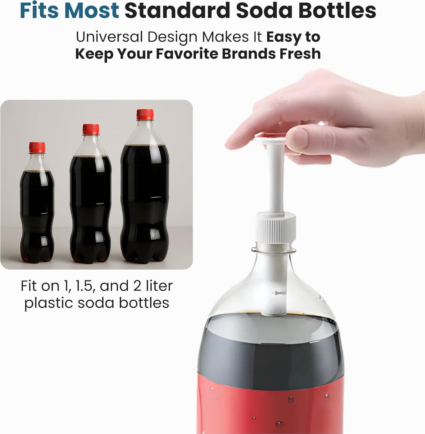 2 2 Pack 1 2 Jokari Fizz Keeper Pump Cap for Liter Soda Bottles Pressurizing Carbonation Saver for Soft Drinks Reusable