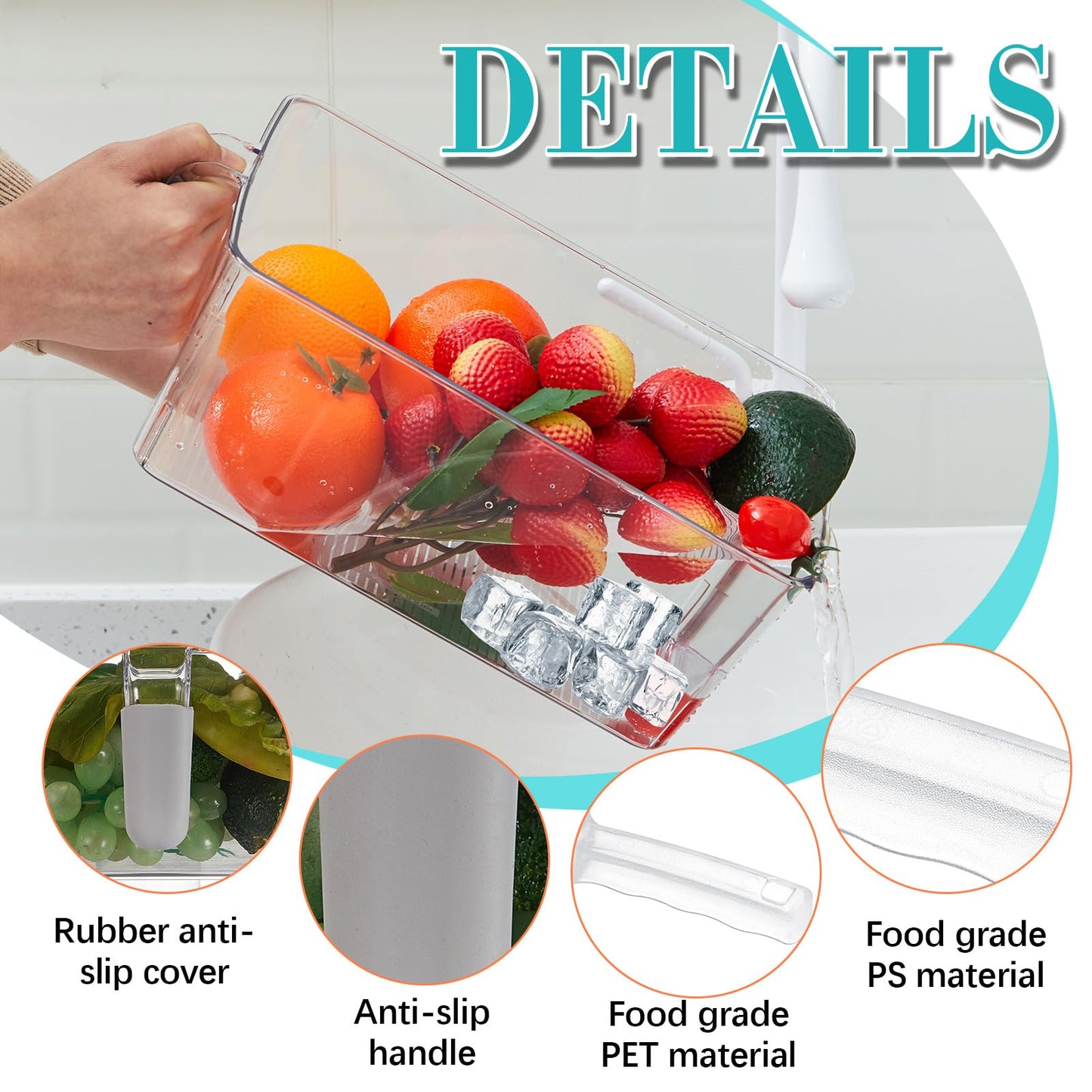 Havawish 2 Set Ice Storage Bin and Flexible Scoop Set Plastic Freezer Bin with Pull out Handle Storage Bucket Clear for Container with Scoop (gray, 10.83 x 7 x 4.33 in, Classic)