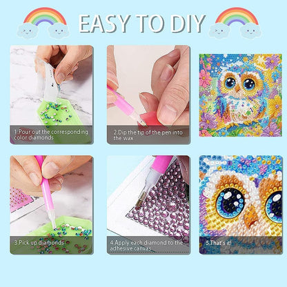 VividMeng 6 Pack Diamond Painting Kits for Kids Beginners, Cute Animals Diamond Art for Kids Ages 6-8-9-10-12 Girls Boys, Full Round Drill DIY Big Gem Art for Home Wall Decor and Gift 6x6inch