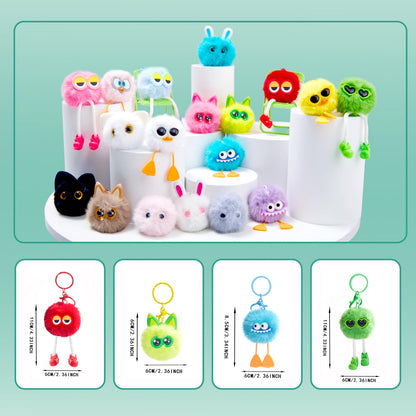 18 PCs Kids Keychains - Keychain Cute for Birthday Goodie Bags Stuffers Party Favors Fuzzy Plush Keychain Bulk Monster Keychains End of Year Student Gifts from Teacher 5th Grade Graduation Gifts