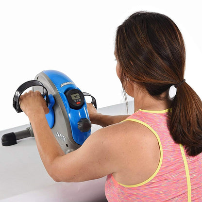 Stamina Mini Exercise Bike with Smooth Pedal System - Portable Pedal Exerciser - Cardio Equipment Fitness Bike - Stationary Bike for Home Workout - Blue