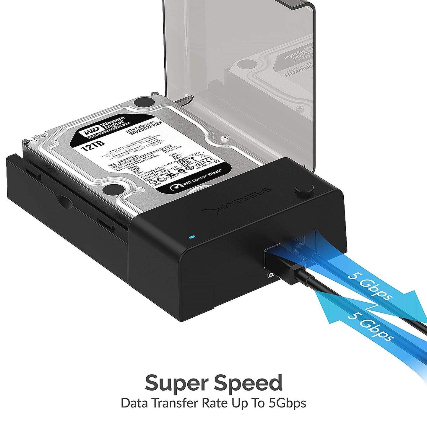SABRENT USB 3.0 to SATA External Hard Drive Lay Flat Docking Station with Built in Cooling Fan for 2.5 or 3.5in HDD, SSD [Support UASP and 22TB] (EC-DFFN)