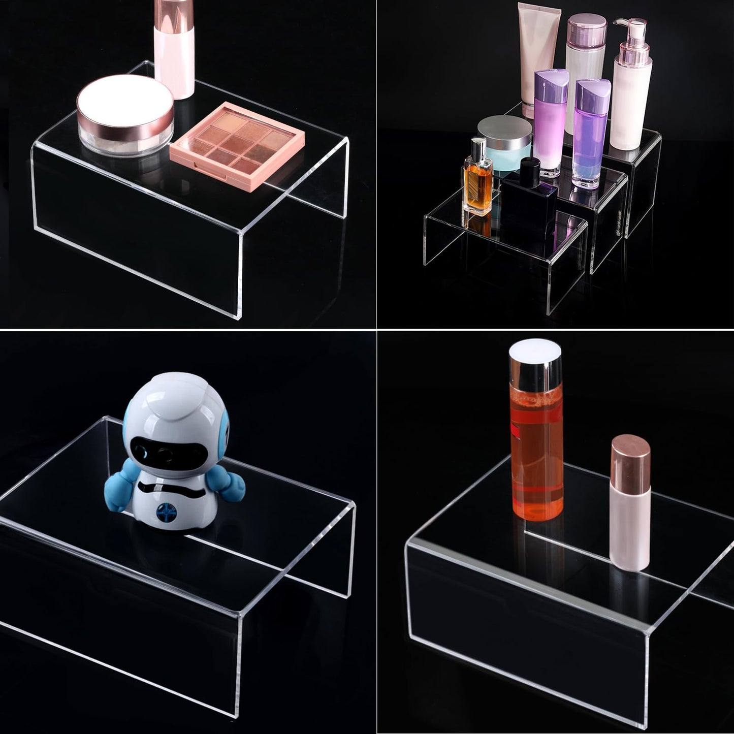 Cerpourt 2 Sets Acrylic Display Risers(4",5",6") Product Stand ((4"x5"x6") Clear Risers)