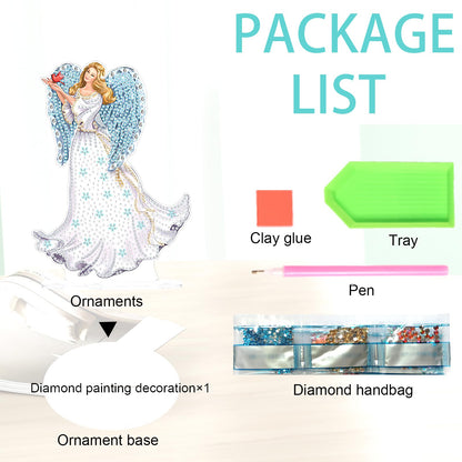 JZHYOAN Angel Diamond Art Desktop Ornaments Gem Painting Table Ornaments Diamond Painting Desk Stand Crystal Arts Mosaic Kit DIY Desktop Kits with Special Shape Gem Art for Adults