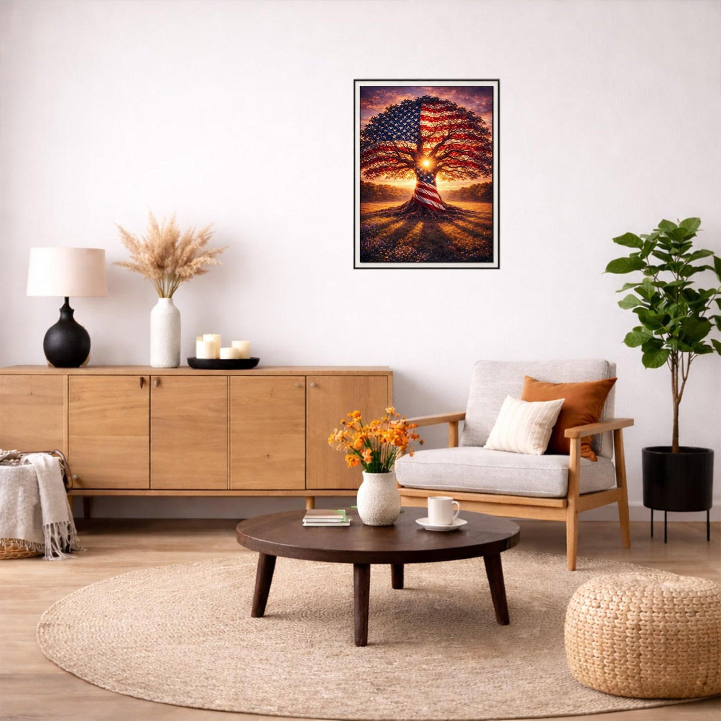 IOHEFY Diamond Painting Kits for Adults 12x16 Inch American Flag Tree of Life Full Drill Acrylic Rhinestone DIY Art Patriotic 4th of July Independence Day Veterans Wall Decor Gift Beginners