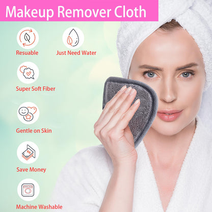 BloomSesame Makeup Remover Cloths for Face, Eye, Lips - Reusable Makeup Remover Pads Soft Microfiber Facial Cleansing Cloths 5.5 x 5.5 inch 12 Pack (Gray)