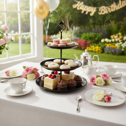 8 Pcs Cake Stands Set Metal Dessert Table Display Tiered Cupcake Holder Candy Donut Fruit Plate Cake Serving Tray with Handle Treats Serving Tower for Wedding Birthday Party Decorations (Gold)