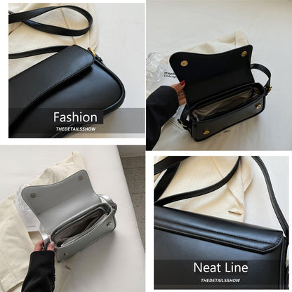 Shoulder Bag for Women Y2K Trendy Purse Vegan Leather Hobo Handbags Clutch Saddle Bag with 2 Removable Strap (black)