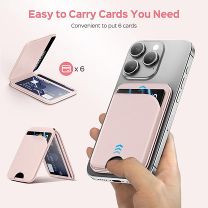 Mag-Safe Wallet Magnetic Wallet for Phone Lightweight Magnetic Phone Pouch Stand Adjustable Leather Mag-Safe Card Holder for iPhone 17/16/15/14/13/12 Series, Not for iPhone 13/12 Mini (Black)