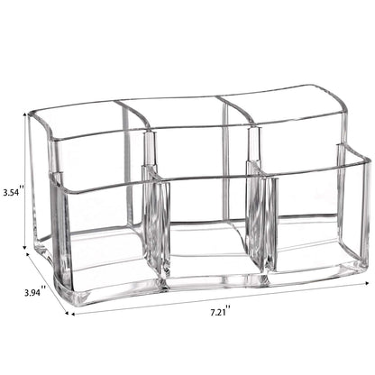 Tbestmax 6 Slot Acrylic Makeup Brushes Holder Organizer, Clear Eyebrow Pen Container Cosmetics Storage