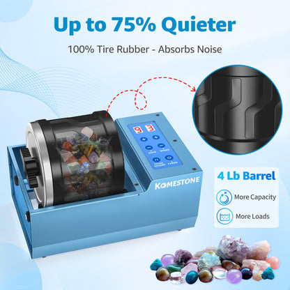 Rock Tumbler Kit for Adults – 4LB Large Capacity Brushless Rock Polisher with Reinforced Metal Base, 3 Speeds & 9-Day Timer, Auto Shutoff & Memory Function, Complete Kit for Hobbyists & Collectors