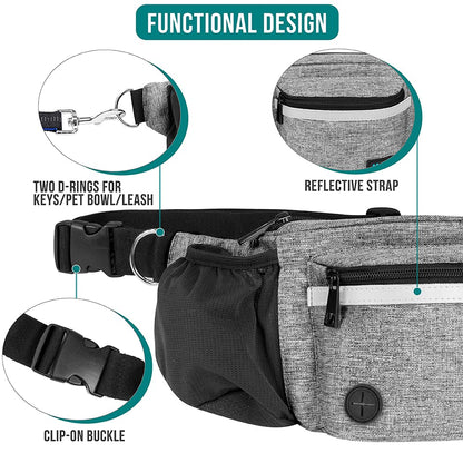 PetAmi Dog Fanny Pack, Treat Pouch for Dog Walking, Training, Built in Poop Bag Dispenser, Water Bottle Holder, Collapsible Bowl, Pet Treat Waist Belt for Hiking, Running, Kibbles (Camo Black)