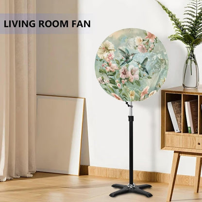 Hummingbird Hibiscus Print 24" Fan Cover, Industrial Fan Protection Cover for Wall Mount, Outdoor Waterproof