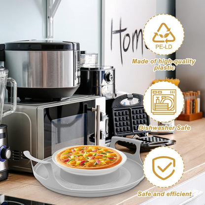 Microwave Cool Plate and Spillover Caddy with Handles, BPA Free for Bowls, Plates, and Microwave Meals