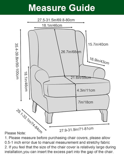 2 CRFATOP Polyester Wing Chair Covers Piece Stretch Wingback Chair Slipcover Solid Wingback Armchair Covers